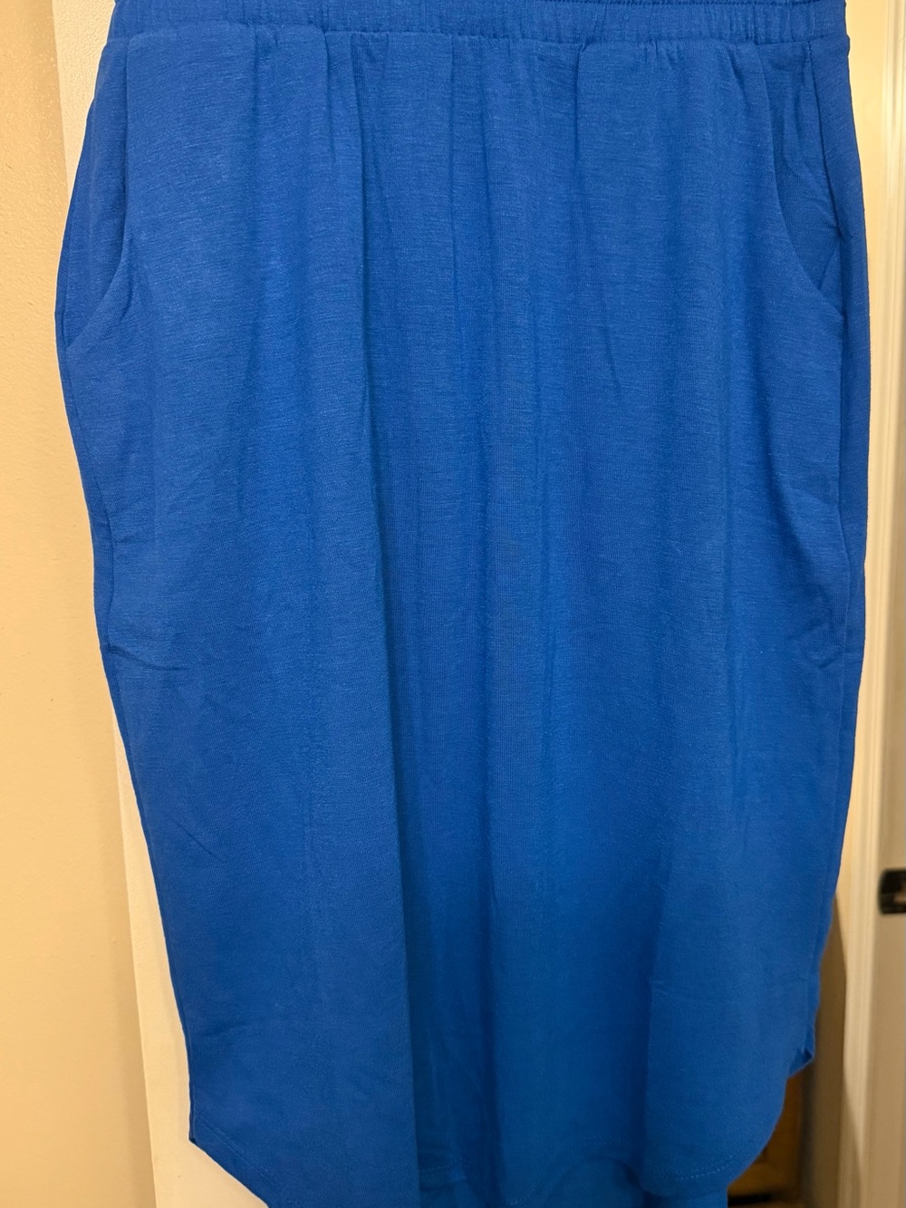 Zenana Blue Knit Elastic-Waist Midi Skirt